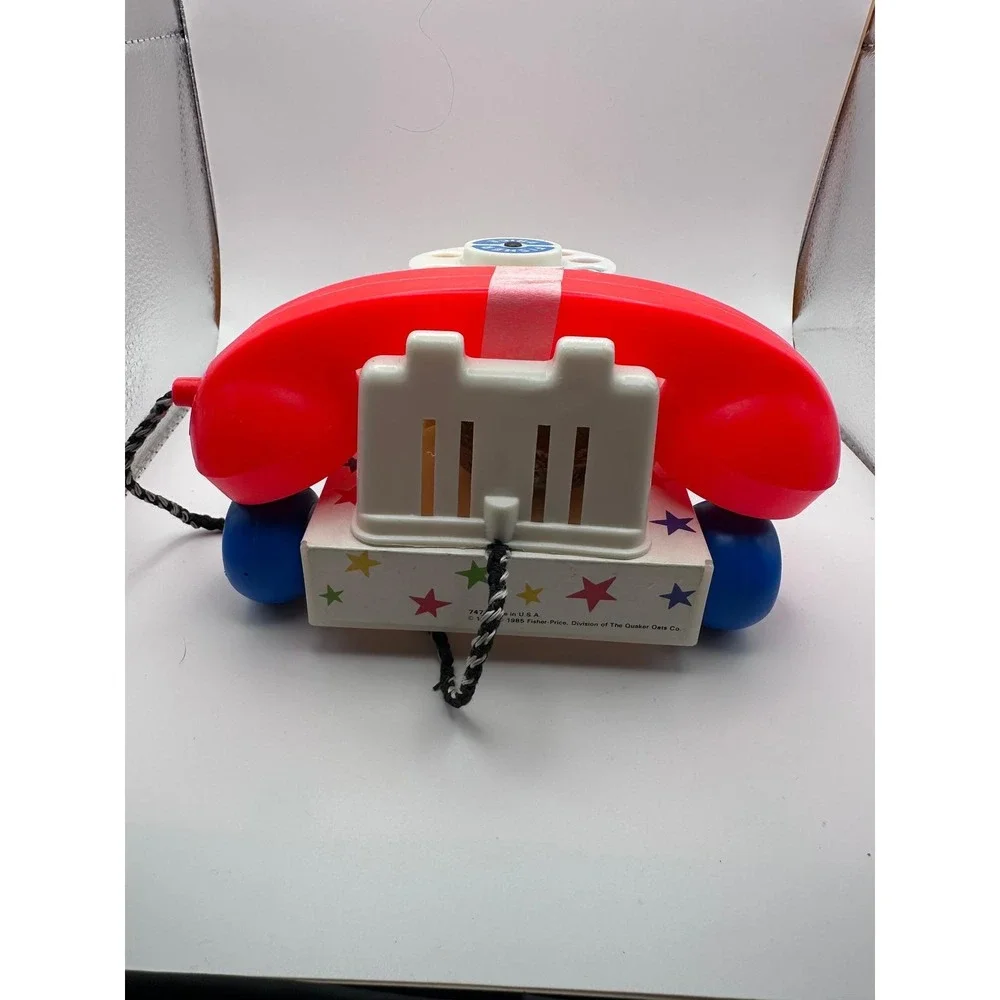 Fisher Price 1985‎ Chatter Telephone White Vintage 1985 Pull Toy 747